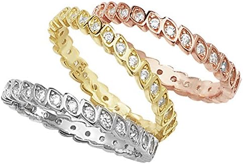 Sterling Silver Three Tone Stacking Ring Set