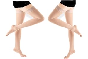 GPARMART GPAR PREMIUM Medias de compresión médica - Punta abierta hasta el muslo - Clase 2, 23-32 mmHG - Unisex para Venas Varicosas, edema, Dolor de piernas, Arañas vasculares