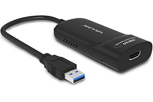 WAVLINK - Adapter USB 3.0 na HDMI do zewnętrznej cienkiej karty graficznej, obsługuje rozdzielczość 2048 × 1152, z portem audio dla Windows 10/8/7/XP, czarny