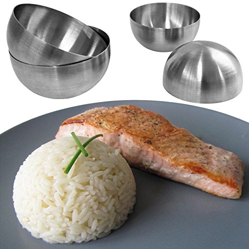 Promobo Cupola Shell per Riso della Presentazione, in Acciaio Inox Spazzolato, 4 Pezzi