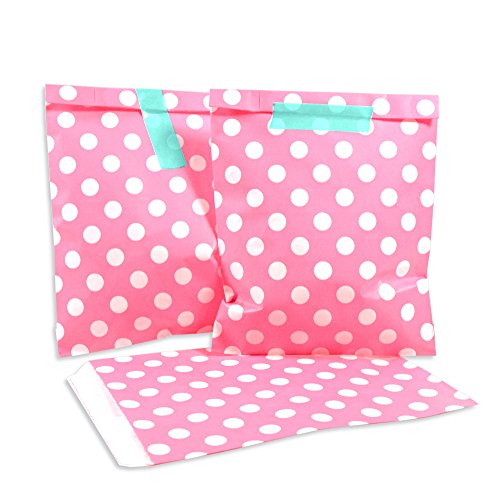 25 Frau Wundervoll Papiertüten / Geschenktüten / Candy Paper Bags - pink mit weißen Punkten -