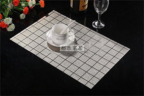 DIANZHUO Placemat 4 Pcs New Silicone Pvc Table Mats For Dining Table Desk Drink Wine Coasters Heat Insulation Waterproof Placemat Holder , Light Gold