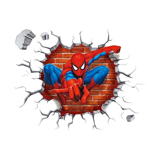 A-szcxtop Creative 3D Spiderman Wall Stickers With Decor Decal Art Removable Vinyl Home Art Decor For Kids Nursery Bedroom 54*70cm