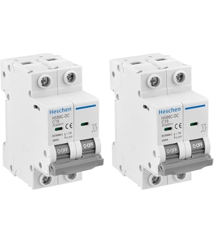 Disjoncteur C60H-DC 20A 250V - Courbe C - Pour Circuits En Courant Continu - Fixation Standard