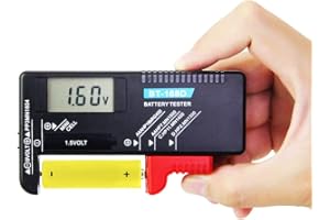 Favengo Testeur de Piles Numérique Testeur de Capacité de Batterie Numérique Testeur de Piles Bouton Testeur Piles Universel Applicable à AA, AAA, C, D, 1,5V, 9V et Boutons Poussoirs
