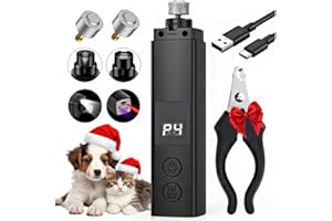 ETENTOUS Lima Unghie Cani - 4 Velocità con Luci LED, Ultima Tagliaunghie Cani Elettrico con 3 Connessioni (con Tagliaunghie), Ultra Silenziosa, Lima Unghie Cane per Cani Grandi, Medi e Piccoli