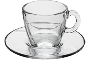 Pasabahce Aqua 95756 - Set caffè/Espresso, Tazze e piattini, 6 unità, 72ml