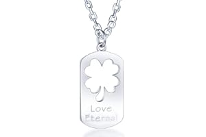 UNENDLICH U Infinito U - Colgante Pareja de Plata de Ley 925 Colgante de Tarjeta Militar Dog Tag Colgante de Trébol de Cuatro Hojas, Regalo de San Valentín para Hombre y Mujer (Permitir letras)