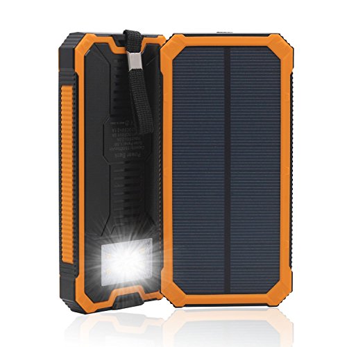 15000 mAh  Dual USB Cargador Solar port  til Backup Power Bank para exteriores de Panel Solar Cargador con LED de luz de emergencia para iPhone Samsung HTC y otros Smartphone Naranja 