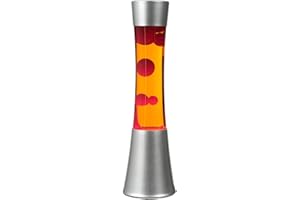 LICHT-ERLEBNISSE Lampe à lave orange rouge, lampe rétro, puissante, active, d'ambiance, 39,5 cm, G9 30 W avec interrupteur à fil, ampoules incluses, lampe décorative, lampe à lave