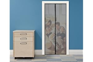 Liveinu Moustiquaire Porte Magnétique Ignifuge en Fibre de Verre Moustiquaire Aimantée Anti Feu Sur Mesure de Porte Rideau de Porte Antimoustique Avec Adhésives Rubans 120x210cm Noir