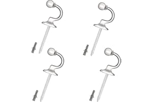 LANZN 4 PCS Curtain Tie Backs Hooks, Ball End Heavy Duty Hook Curtain Holdbacks Hooks U Shaped Silver Hook Curtains Tie Back Fixings for Clothes Coat Hanger