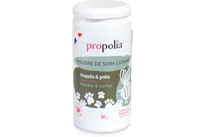 PROPOLIA - Poudre de Soin cutané pour Chien et Chat - Propolis & PRELE - Fabriquée en France - 30 g