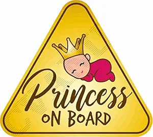 CVANU Princess On Board Kids Safety Warning Sticker for Driver, Safety Caution Sign Stickers CV-39