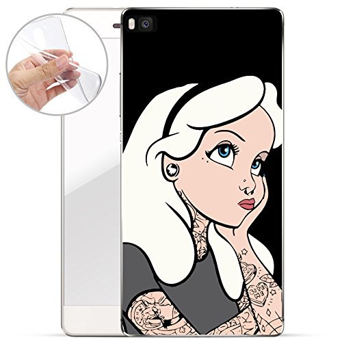 Preisvergleich Produktbild finoo / Huawei P8 Weiche flexible Silikon-Handy-Hülle / Transparente TPU Cover Schale mit Motiv / Tasche Case Etui mit Ultra Slim Rundum-schutz / Tattoo girl blon