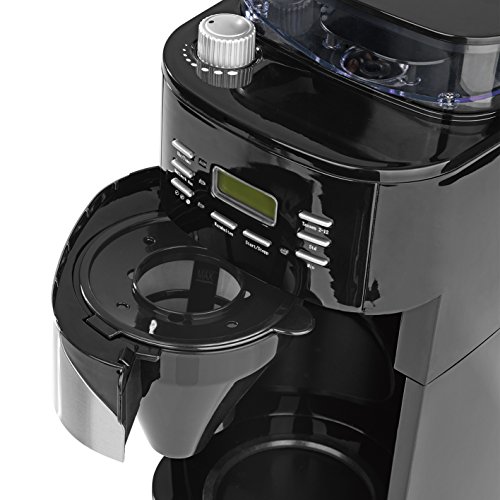 Kaffeemaschine mit individuell einstellbaren Mahlgrad, Mahlwerk, 24H Timer, Warmhalteplatte mit Abschaltautomatik und austausch- & waschbaren Kaffeefilter ( Einzelbohnenbehälter geeignet für ganze Bohnen UND gemahlenen Kaffee, 1050W ) Version 2017 - 7