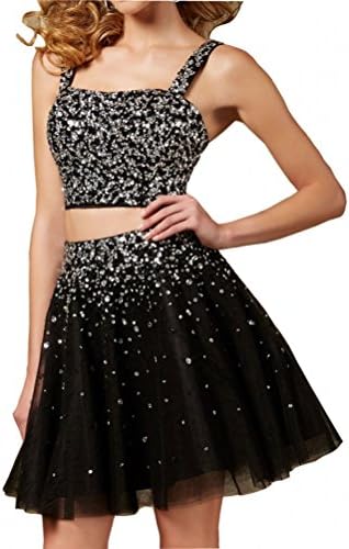 YSK Two Piece Graduation Homecoming Dresses Crystal Short Juniors' Prom Gowns