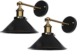 GLING 2 Vintage Wall Sconce, Battery-powered Wireless Remote Control Wall Mount Lights, 240 Degree Adjustable Industrial Wall Lamps for Restaurants Galleries Aisle Kitchen Room Doorway ( Color : Black )