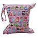 Baby Infant Waterproof Zipper Reusable Cloth Diaper Bag (Colorful Owl Pattern Pink)