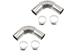 PMTFUMY 2 PCS Stainless Steel Heater Exhaust Pipes Elbow Connectors ，25mm Diesel Heater Angle with 4 Hose Clamps