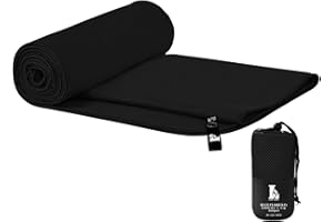 Creacloud Toalla Gimnasio Microfibra Grande/Pequeña, Absorbe al Instante, Antideslizante y Secado Rápido, Diseño Hombre/Mujer, Portátil para Deporte, Viajes y Entrenamiento (Negro, 80x40cm)
