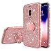 Produktbild Jinghuash Kompatibel mit Huawei Mate 9 Pro Glitzer Handyhülle Luxus Kristall Bling Glänzend Strass Diamant Hülle mit 360 Grad Ring Ständer Ultradünn Stoßfest TPU Silikon Tasche Schutzhülle-Roségold
