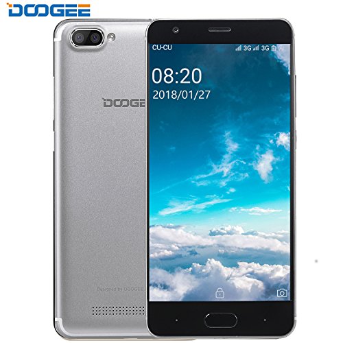 Handy ohne Vertrag, DOOGEE X20 Dual Sim Smartphone Android, 5 Zoll HD IPS Display Smartphones, 16GB ROM-2.0MP +Dual 5.0MP kamera, Energiesparend MT6580 Prozessor - Antikes Silber