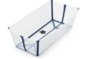 Stokke Flexi Bath X-Large, Blu trasparente - Vaschetta pieghevole spaziosa - Leggera e Facile da conservare - Comoda da usare a casa o in viaggio - Ideale per età 0-6 anni