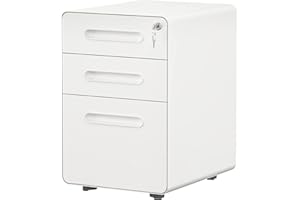 ‎YITAHOME YITAHOME 3-Drawer Rolling File Cabinet, Metal Mobile File Cabinet with Lock, Filing Cabinet Under Desk fits Legal/Letter/A4 Size for Home/Office, Fully Assembled, White