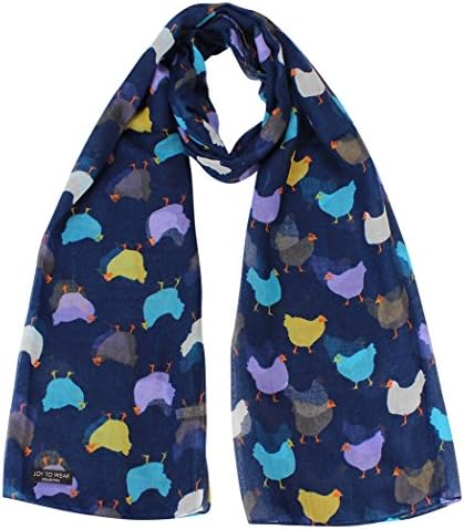 Chicken Print Ladies Fashion Scarf (Navy)