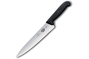 Victorinox, coltello da cucina per sfilettare con lama seghettata Fibrox, lunghezza: 25 cm, in acciaio inox, nero
