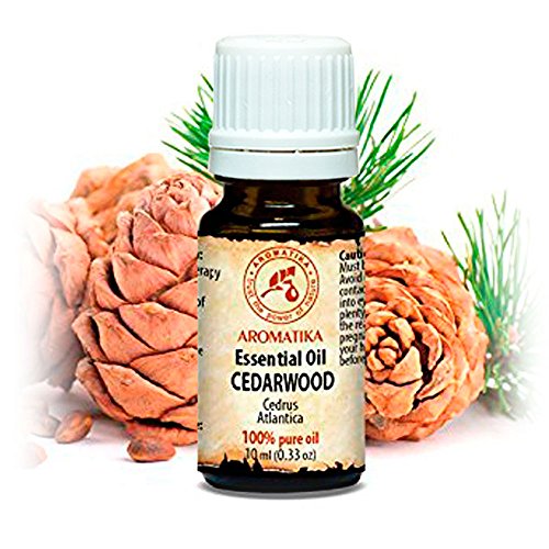 Zedernholz Öl, Atlas, Zeder 100 % naturreines ätherisches 10ml 0,33 oz, Reine & Natürliche Zedernholzöl, Cedrus atlantica, Marocco, Zedernöl – für guten Schlaf /Beauty /Stressabbau /Baden /Körperpflege /Wellness /Schönheit /Aromatherapie /Entspannung /Massage/ Aroma diffuser / Duftlampe / Raumbeduftung /Kosmetik /Kosmetikanreicherung Aromatherapeutische / Unverdünntes / Therapeutische / Alternative medizin; Glasflasche, von AROMATIKA