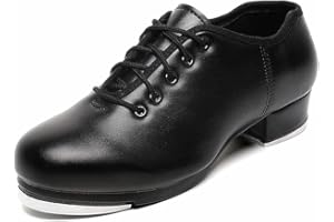 BOKIMD Mens Lace Up Black Tap Shoes Leather Dance Shoe for Men