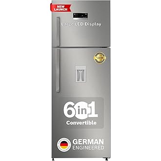 Bosch 368L, 1 Star, Frost Free Double Door Refrigerator with 2.5 L Water Dispenser | 6-in-1 Convertible Storage Modes | Fresh up to 10 Days | Touch Pa