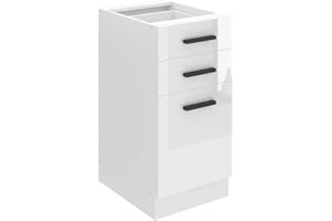 ‎B BELINI GROUP BELINI | Unterschrank Küche | Küchenunterschrank 40 cm Breite | Küchenschränke ohne Arbeitsplatte | Küchenschrank mit Schubladen | Weiß Hochglanz
