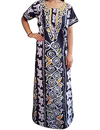 Indiatrendzs Women Cotton Nighty Printed Blue Nightwear Night Gown 44