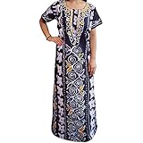 Indiatrendzs Women Cotton Nighty Printed Blue Nightwear Night Gown 44