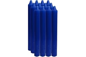 ARTIC NORTH COMPANY Vela De Mesa Cilíndricas Con Variedad De Colores, 100% Parafina, Con Mecha De Algodón, Sin Perfume, 17cm Alto, 2cm De Diámetro (12 Velas, Azul)