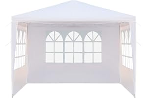 ALIGHTUP Gartenpavillon, faltbar, wasserdicht, Partyzelt, 3 x 3 m, mit 3 Wänden, UV-Schutz, Pavillon, weiß, PE-Plane, dick, für Party, Hochzeit, kommerzielle Aktivitäten