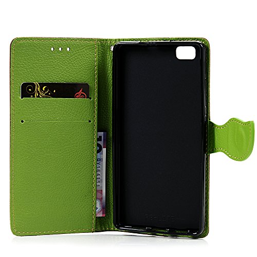 Huawei P8 Lite Hülle Cover HuaForCity® PU Leder Wallets Schale mit Kartenschlitz Halterungen Magnetverschluss Flip Buch-Art Bracket Funktion Fall Case für Huawei P8 Lite - 5