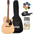 Fender FA-25CE Electro Acoustic Guitar Dreadnought with Gig-Bag, Polishing Cloth, Strap, Picks & E-Book - Natural