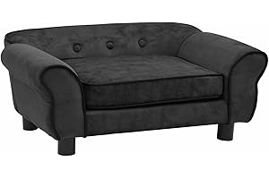 Homgoday Casa Mobilia Canapé pour Chiens Gris Foncé 72x45x30 cm en Peluche, Cuia pour Chiens, Canapé pour Chiens, Lit pour Chiens, Cuia Chien Intérieur, Coussin Chien Chien Chien