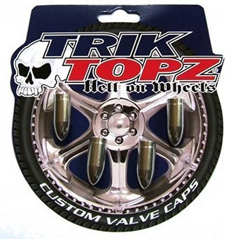 Trik Topz 4 Piece Bullet Tip Car Valve Cap, Silver