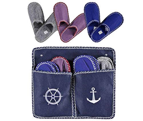 Preisvergleich Produktbild Tony Brown Gästehausschuhe 4er Set Steuerrad & Anker