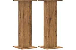 vidaXL Soportes Altavoces 2 uds Madera Roble Artesano 30x30x80 cm, Plataforma de Altavoces, Soporte de Altavoces de Suelo, Soporte de Altavoces HiFi