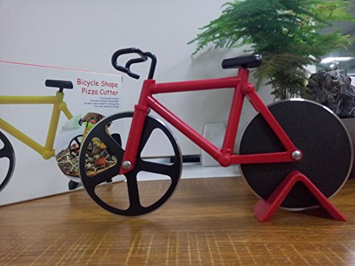 JYD Fahrrad Pizzaschneider Edelstahl Pizza schneiden Rädern mit Ständer one size fit all rot - 4