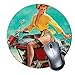Produktbild ROOMBA Mauspad, süßes Mauspad mit Design, klein, rutschfeste Gummiunterseite, mit aktualisierten Nähten Rand, Mädchen Büro-Mauspad, Schreibtischzubehör, runde Mauspad - Retro Pinup Art