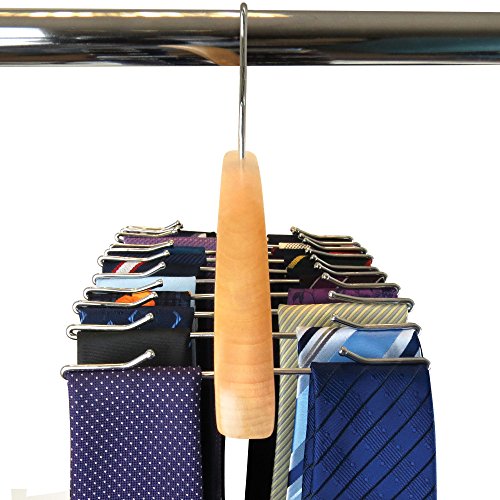 Hochwertiger Krawattenhalter aus Holz für 24 Krawatten Hangerworld - 3