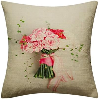 AonBon Cotton Linen Decor Throw Pillow Case Cushion Cover bright flowers 1118 18x18 inch