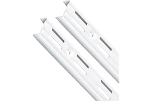 PRIOstahl® Szyny ścienne do wsporników regałowych | 2 x szyny | 2-rzędowe | 1000 mm | biały | uchwyt na regał, wspornik regału, uchwyt ścienny, wspornik do półki, regał na regał